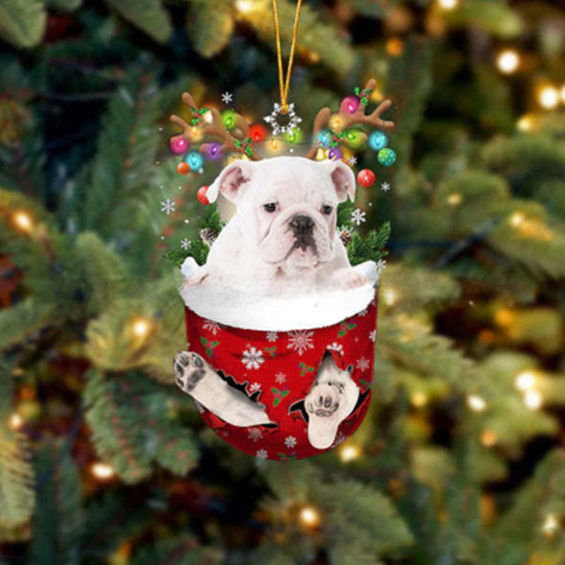 Ornement de Chien Mignon en Forme de Chaussette de Noël