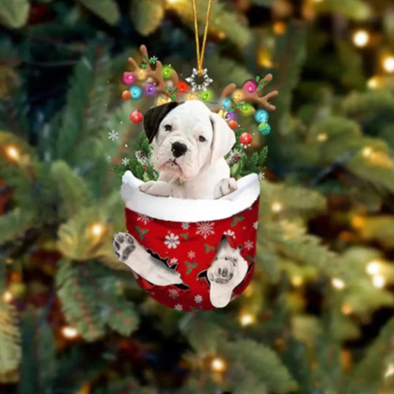 Ornement de Chien Mignon en Forme de Chaussette de Noël