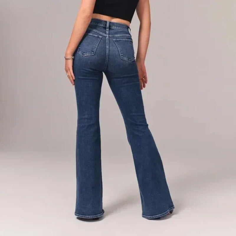 Jean évasé extensible à taille ultra haute