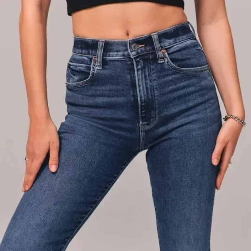 Jean évasé extensible à taille ultra haute