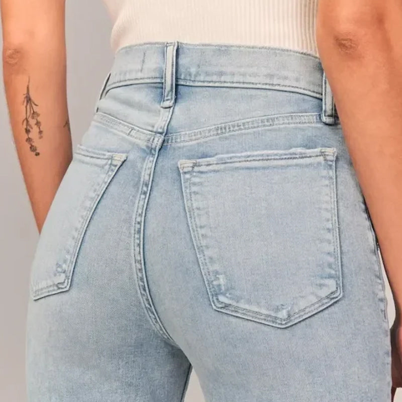 Jean évasé extensible à taille ultra haute