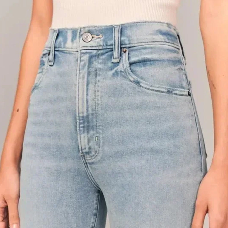 Jean évasé extensible à taille ultra haute