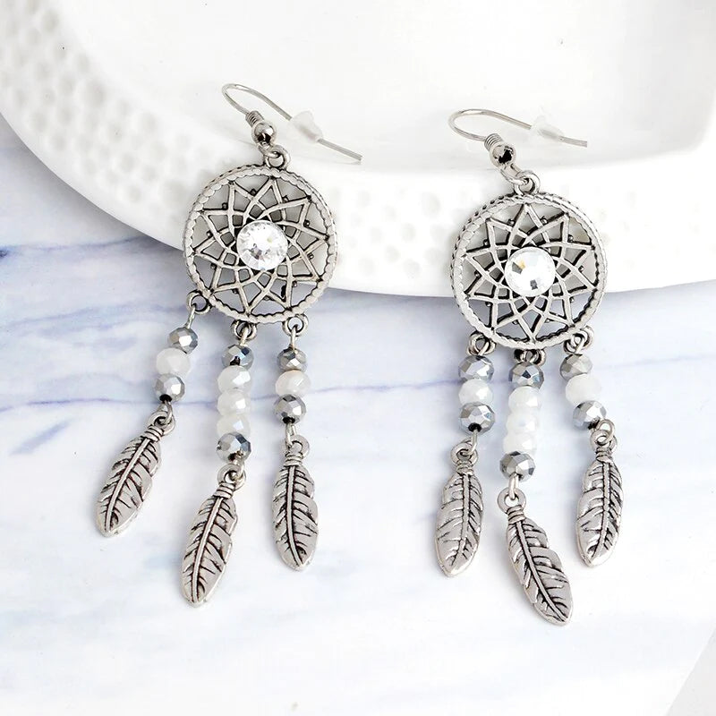 Boucles d'oreilles en cristal attrape-rêves