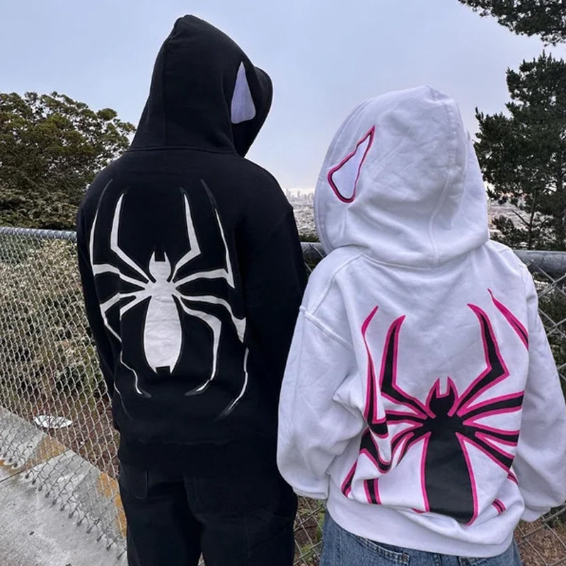 Sweat à capuche zippé Spider Punk