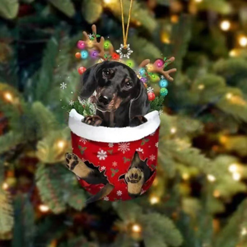 Ornement de Chien Mignon en Forme de Chaussette de Noël