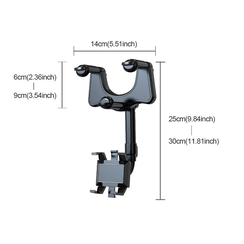 360 graden draaibare telefoonhouder in de autospiegel