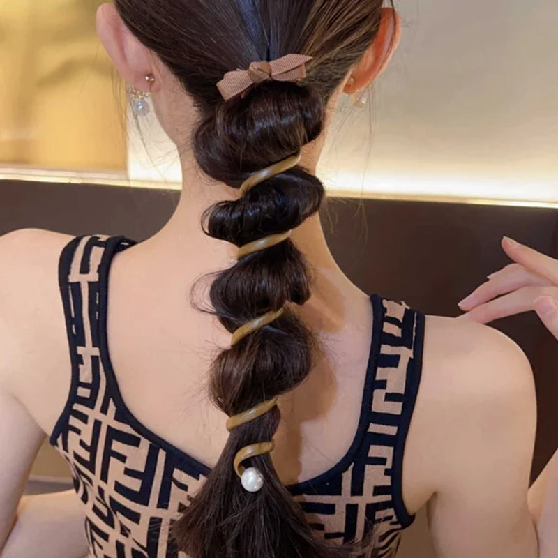 Bandes de cheveux en fil de téléphone tressé avec nœud papillon