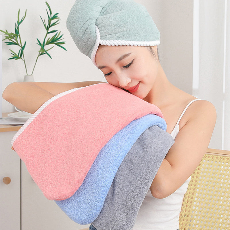 Bonnet de cheveux à séchage rapide en velours corail double couche