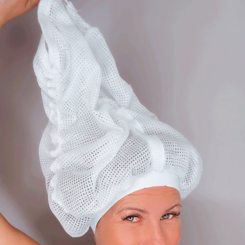 Bonnet en filet pour le séchage des cheveux bouclés