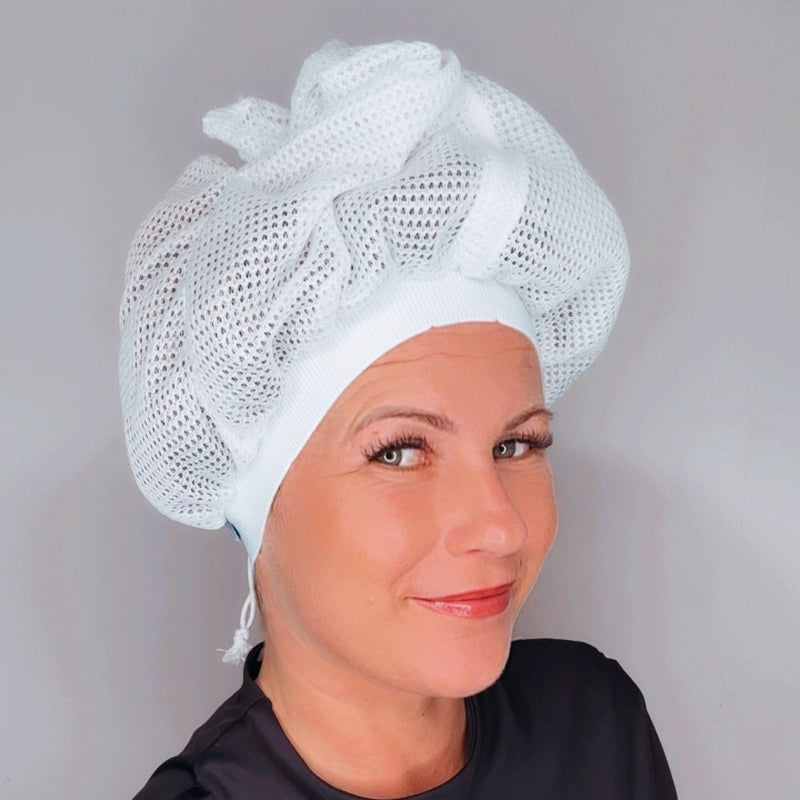 Bonnet en filet pour le séchage des cheveux bouclés