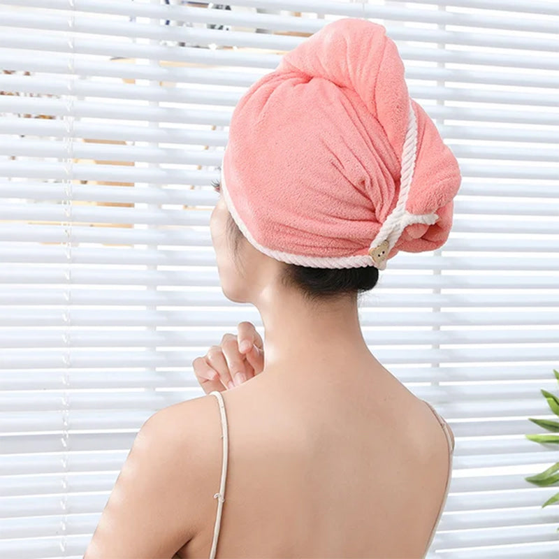 Bonnet de cheveux à séchage rapide en velours corail double couche