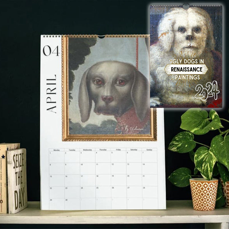 Calendrier mensuel 2024 Peinture Renaissance Chiens laids