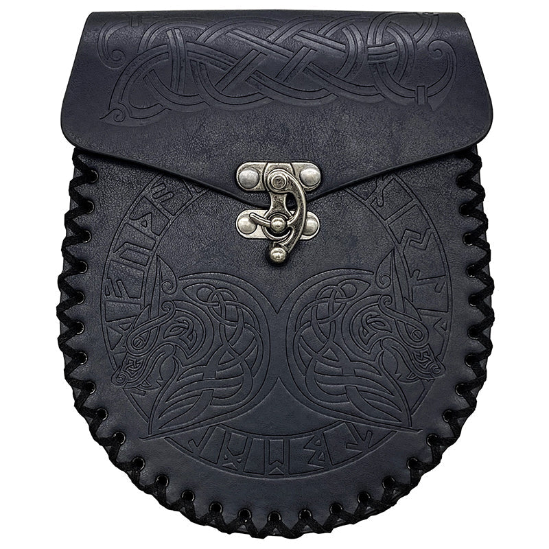 Sac ceinture en cuir gaufré nordique médiéval vintage