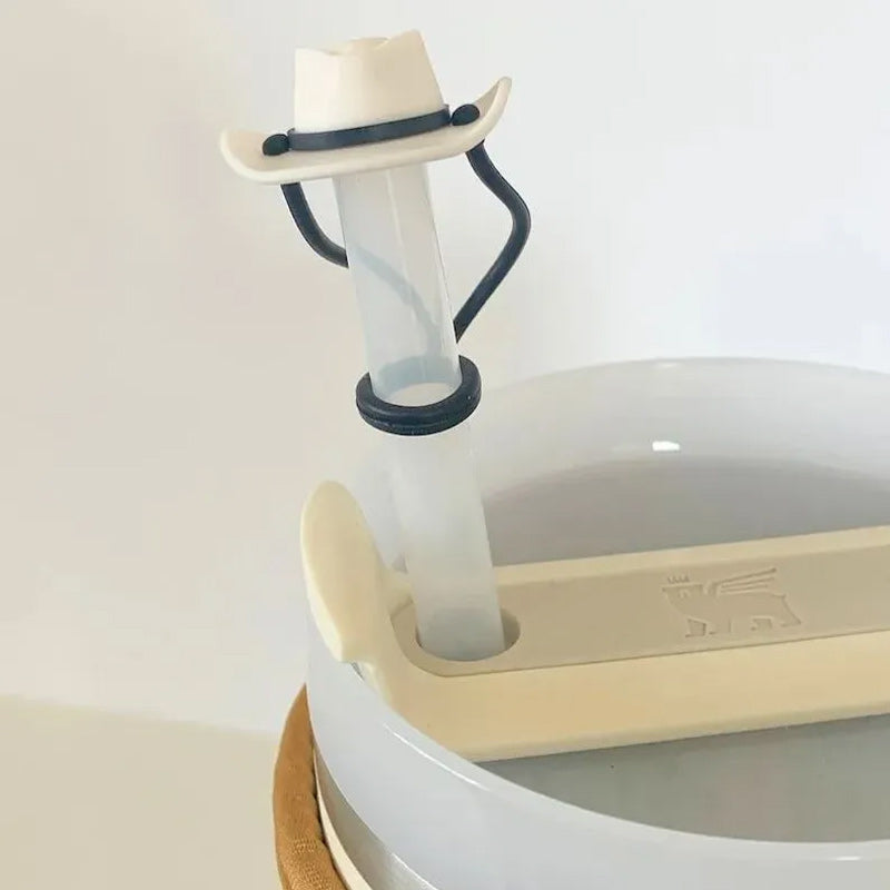 Chapeau de cowboy en silicone, couvre-paille, capuchon